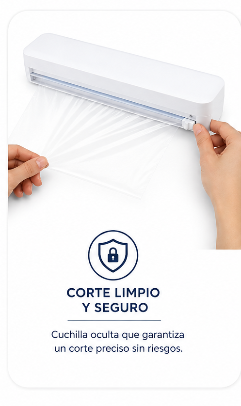 Cortador de película plástica con bloqueo de seguridad.