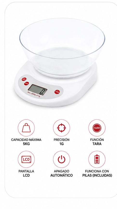 Báscula Digital de Cocina de Alta Precisión