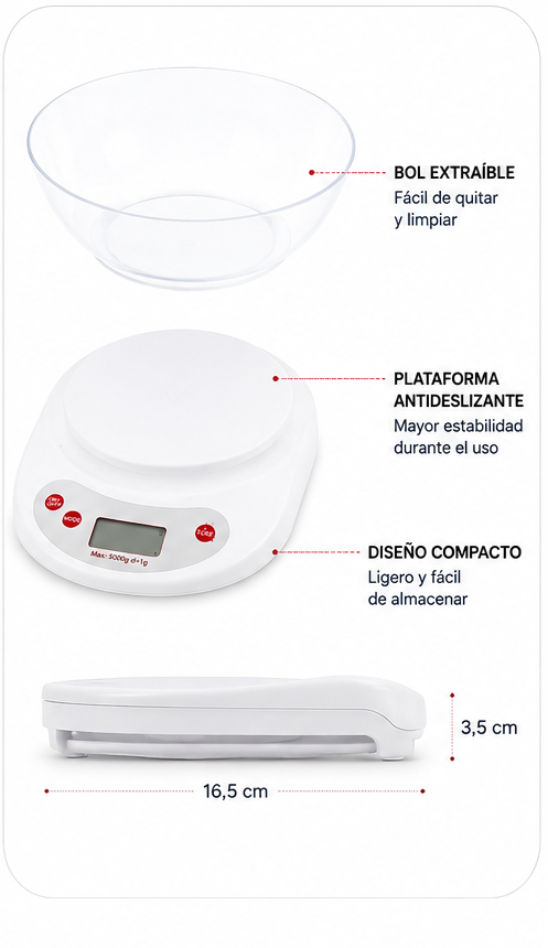 Báscula Digital de Cocina de Alta Precisión