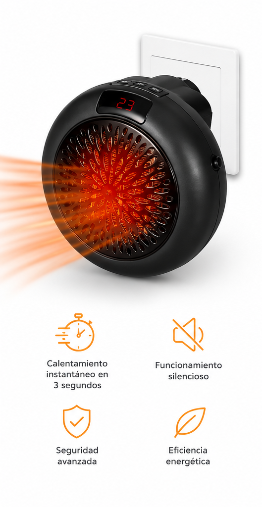 Mini Calefactor Portátil de 900W con Temporizador Inteligente