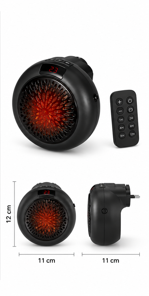Mini Calefactor Portátil de 900W con Temporizador Inteligente
