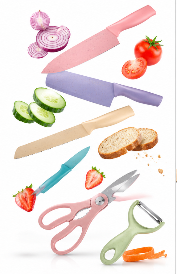 Juego de Cuchillos de Cocina con Hoja Ondulada