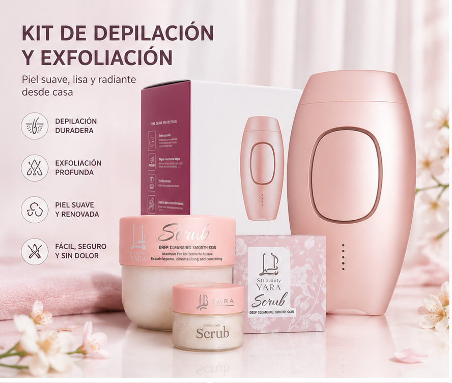 Pack Depilación y Exfoliación 3Q Beauty – Exfoliante Corporal 350 ml + Depiladora Láser IPL